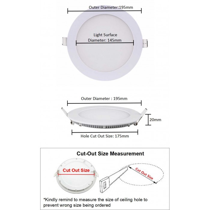 18W 6 Inch Led Panel Downlight Round LED Ceiling Recessed Light
